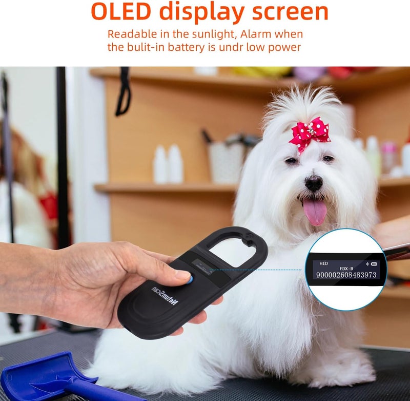 NetumScan Upgraded Pet Microchip Reader Scanner, 256 Data Storage Animal Tag Scanner Rechargeable Handheld Pet Chip ID Scanner with Stable OLED Display for ISO 11784/11785,FDX-B and ID64 RFID EMID - Image 3